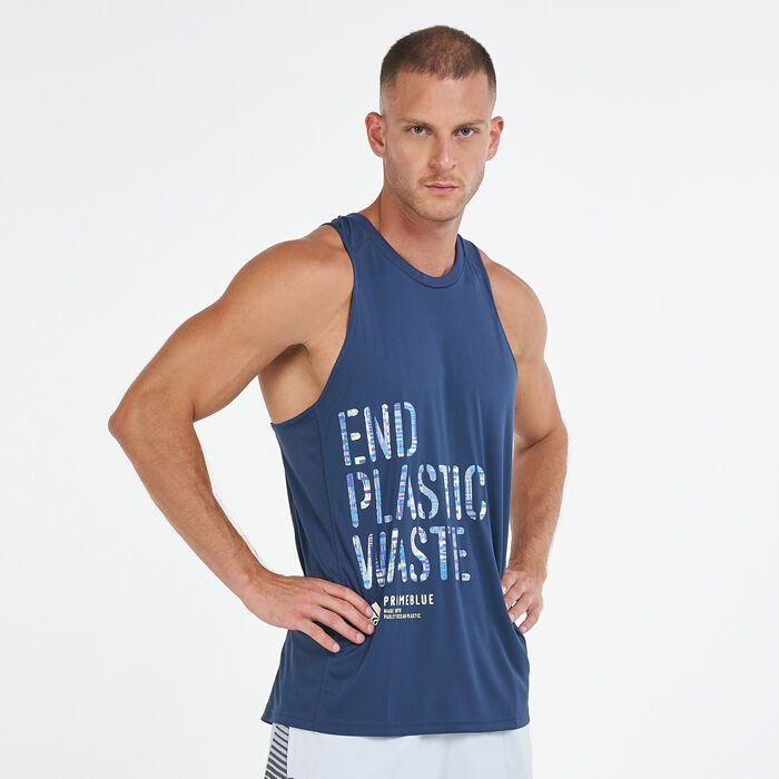 adidas Men's Run for the Oceans Graphic Tank Top Blue adidas Men's Run for the Oceans Graphic Tank Top Blue image number 0