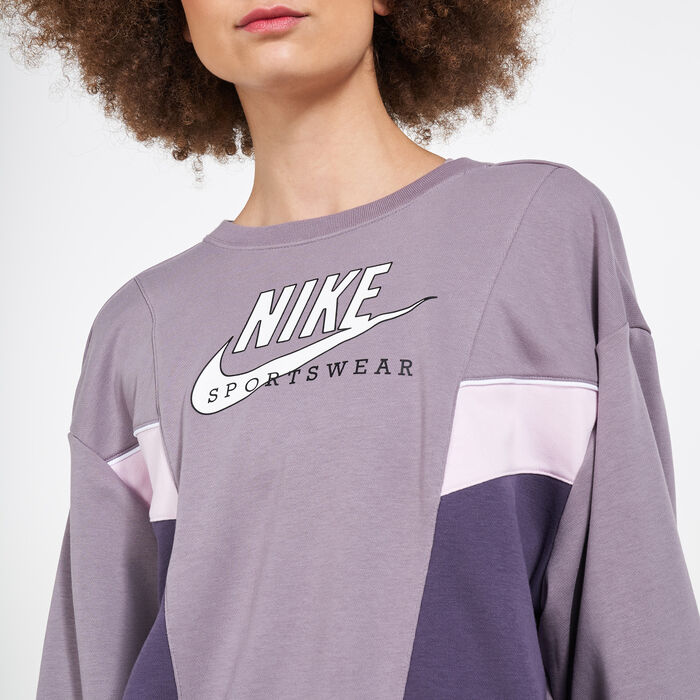 Nike Women's Sportswear Heritage Sweatshirt Purple Nike Women's Sportswear Heritage Sweatshirt Purple image number 3
