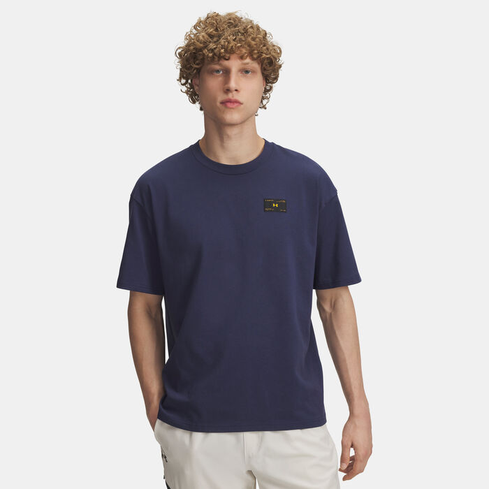 Under Armour Men's Woven Label Heavyweight T-Shirt Blue image number 0