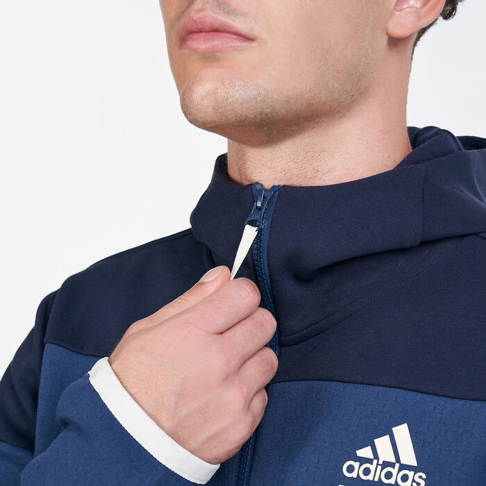 adidas Men's Z.N.E. Full-Zip Hoodie Blue adidas Men's Z.N.E. Full-Zip Hoodie Blue image number 3