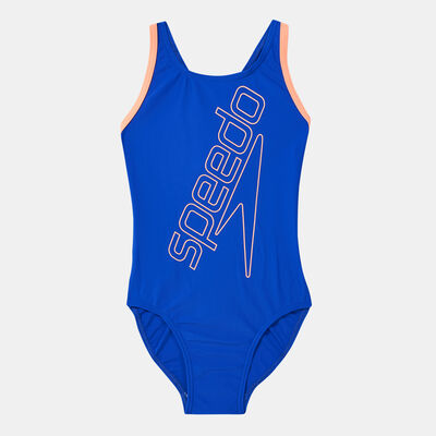 Speedo Kids' Boom Logo Placement Flyback Swimsuit Blue