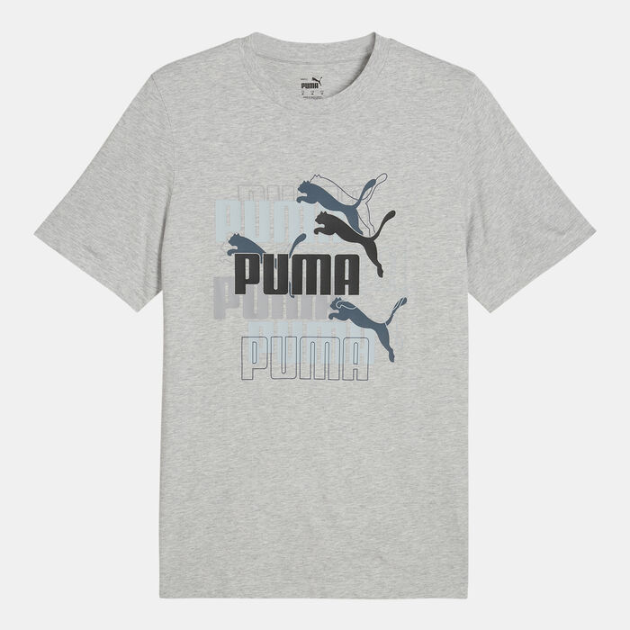 PUMA Men's Graphics Multiple Logo T-Shirt Grey PUMA Men's Graphics Multiple Logo T-Shirt Grey image number 0