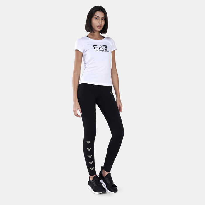 EA7 Emporio Armani Women's Train Logo Series Multi-Logo Leggings Black EA7 Emporio Armani Women's Train Logo Series Multi-Logo Leggings Black image number 2
