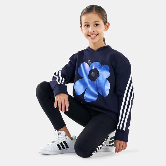 adidas Kids' Marimekko Primegreen 3-Stripes Hoodie Blue adidas Kids' Marimekko Primegreen 3-Stripes Hoodie Blue image number 2