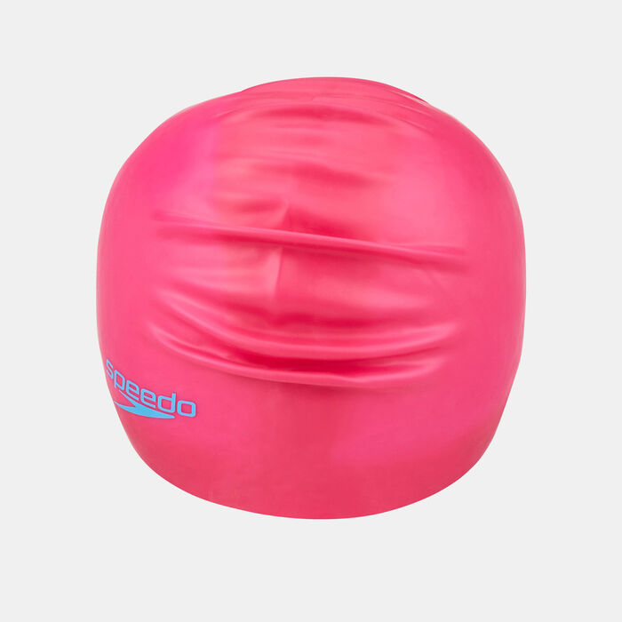 Speedo Kids' Long Hair Swim Cap Pink image number 1