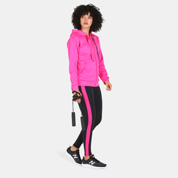 New Balance Women's Relentless Train Fleece Full Zip Hoodie Pink image number 2