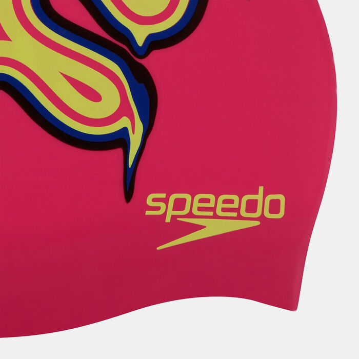 Speedo Kids' Junior Slogan Swimming Cap Pink image number 2