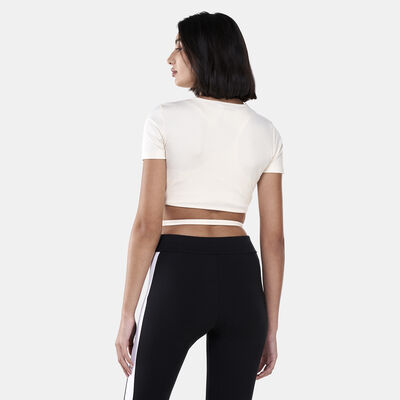 PUMA Women's Classics Ribbed T-Shirt Beige