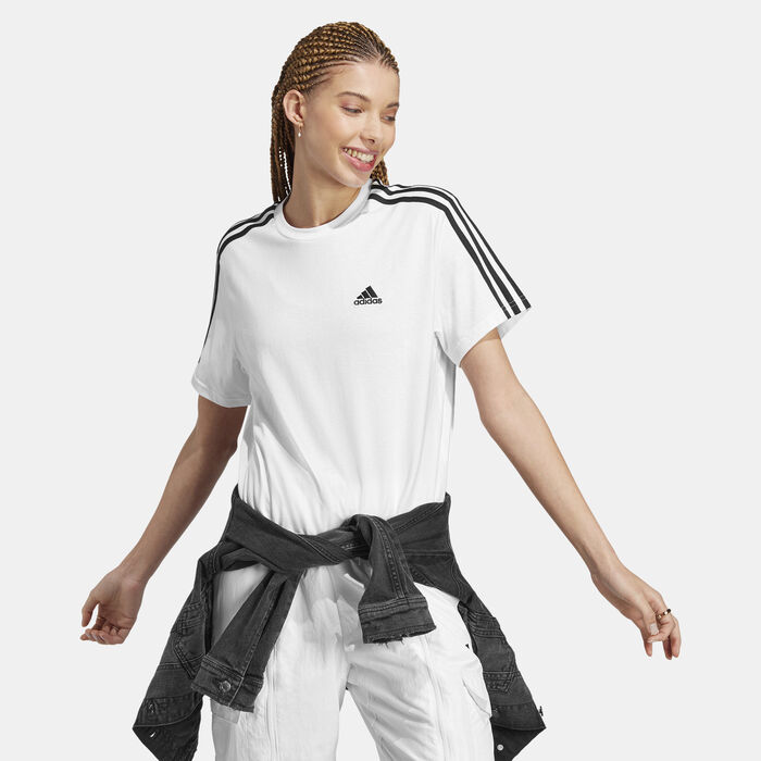 adidas Women's Essentials 3-Stripes Crop Top White adidas Women's Essentials 3-Stripes Crop Top White image number 2