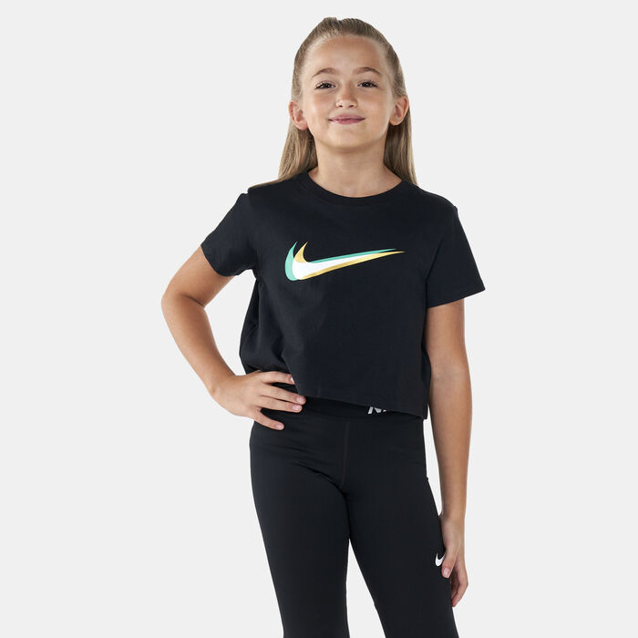 Nike Kids' Sportswear Cropped T-Shirt (Older Kids) Black Nike Kids' Sportswear Cropped T-Shirt (Older Kids) Black image number 0