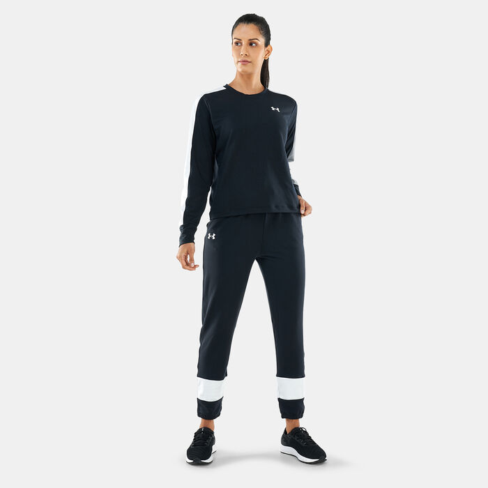 Under Armour Women's UA Rival Terry Colorblock Crew Sweatshirt Black image number 2