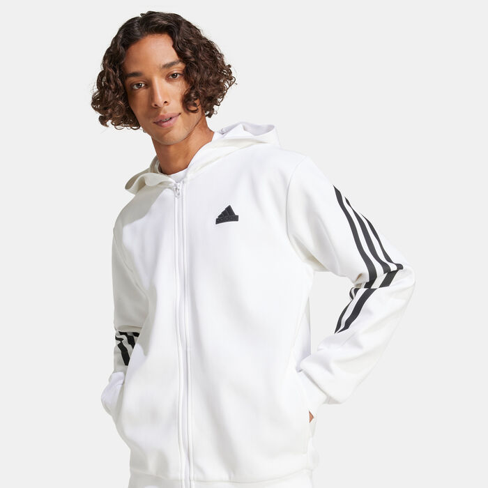 adidas Men's Future Icons 3-Stripes Full Zip Hoodie White adidas Men's Future Icons 3-Stripes Full Zip Hoodie White image number 3