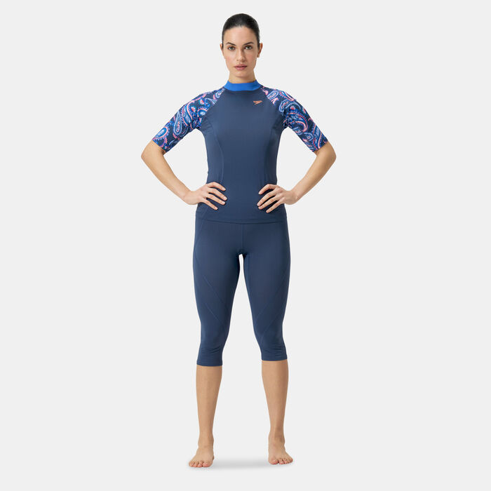 Speedo Women's Printed Swimming Rashguard Blue Speedo Women's Printed Swimming Rashguard Blue image number 2