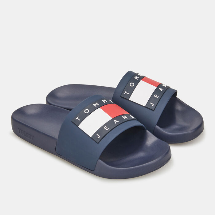 Tommy Hilfiger Women's Essential Embossed Pool Slides Blue Tommy Hilfiger Women's Essential Embossed Pool Slides Blue image number 0