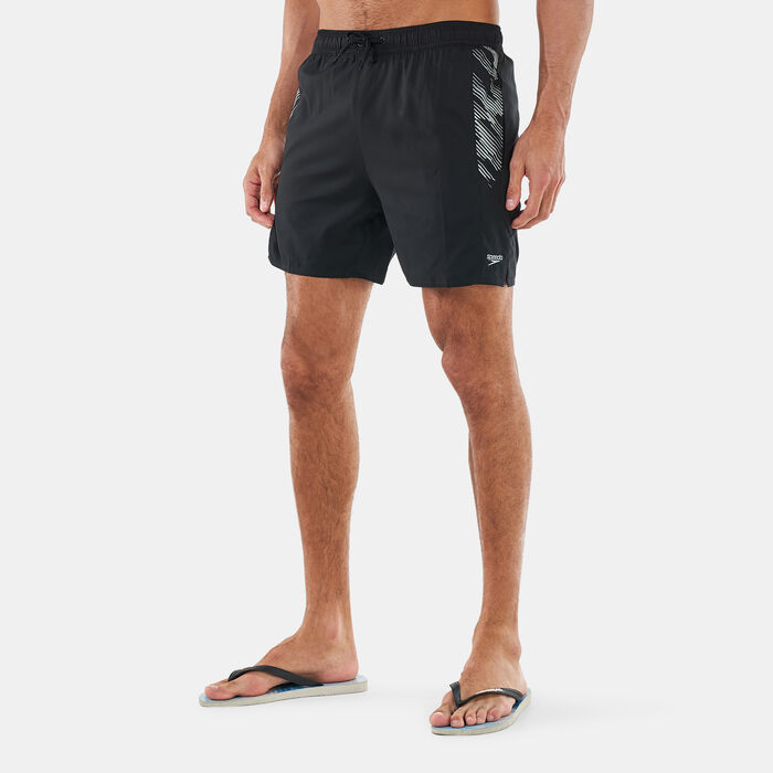Speedo Men's Sport Printed 16" Swimming Water Shorts Black Speedo Men's Sport Printed 16" Swimming Water Shorts Black image number 1