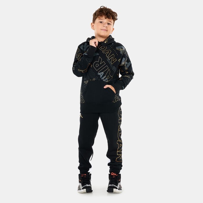 Jordan Kids' Holiday Shine Air Allover Print Pullover Hoodie Black image number 2