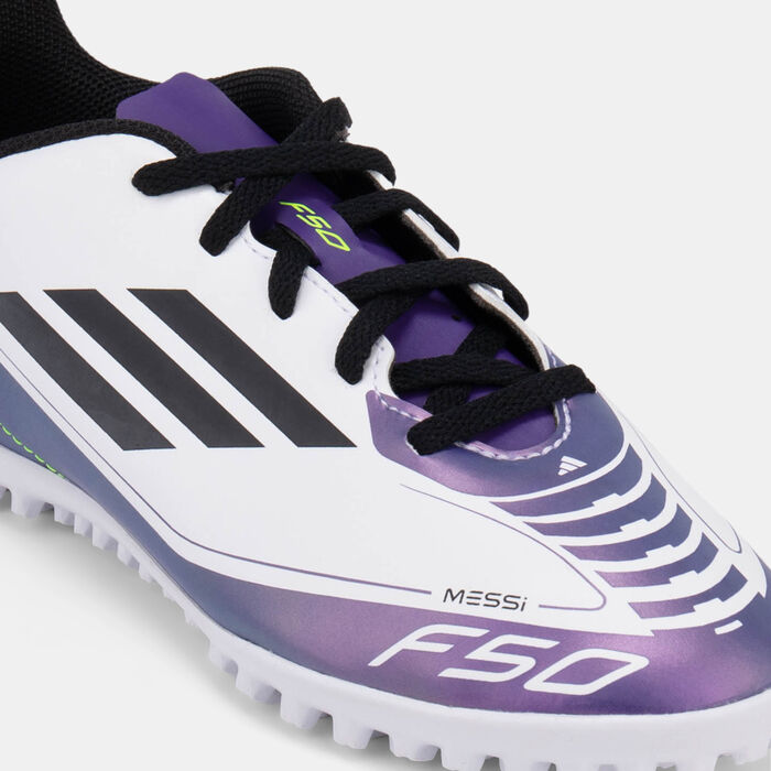 adidas Kids' F50 Club Messi Turf Ground Football Shoes White image number 4