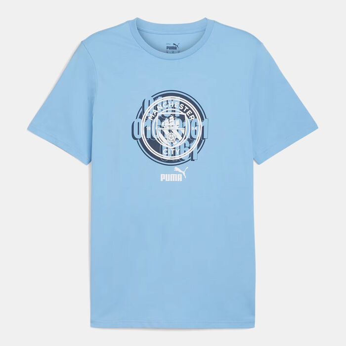 PUMA Men's Manchester City ftblCULTURE T-Shirt Blue PUMA Men's Manchester City ftblCULTURE T-Shirt Blue image number 0