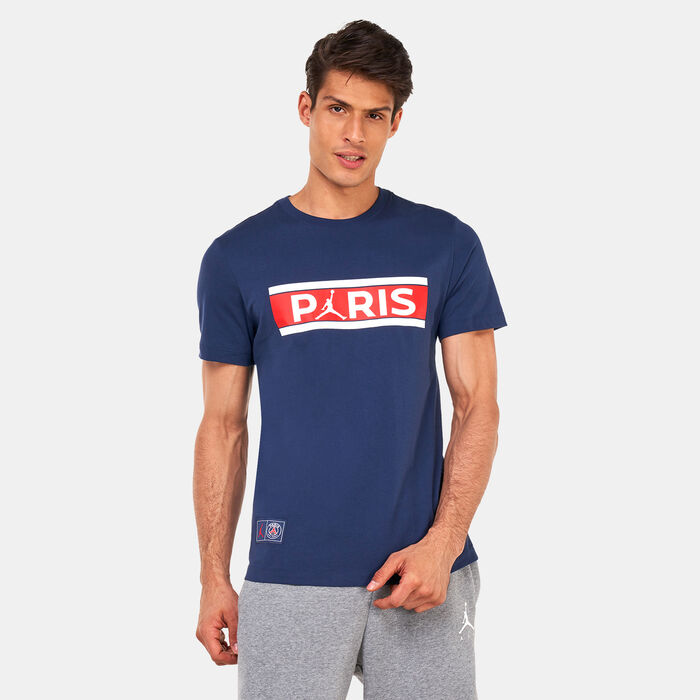 Jordan Men's Paris Saint-Germain Wordmark T-Shirt Blue Jordan Men's Paris Saint-Germain Wordmark T-Shirt Blue image number 0