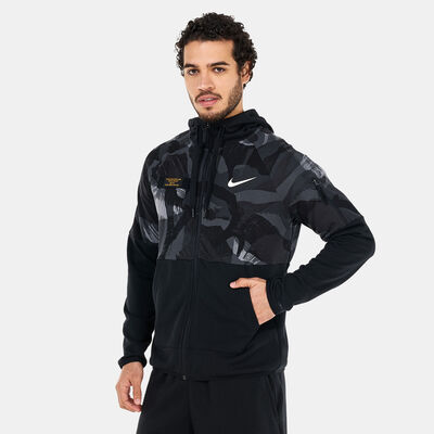 Nike Men's Dri-FIT Fleece Full-Zip Camo Fitness Hoodie Grey Nike Men's Dri-FIT Fleece Full-Zip Camo Fitness Hoodie Grey