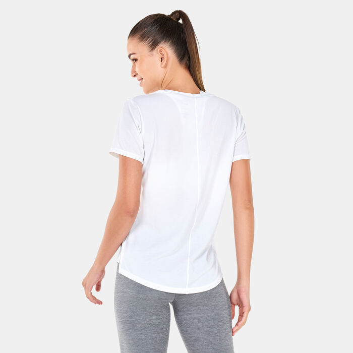Nike Women's Dri-FIT UV One Luxe T-Shirt White Nike Women's Dri-FIT UV One Luxe T-Shirt White image number 1