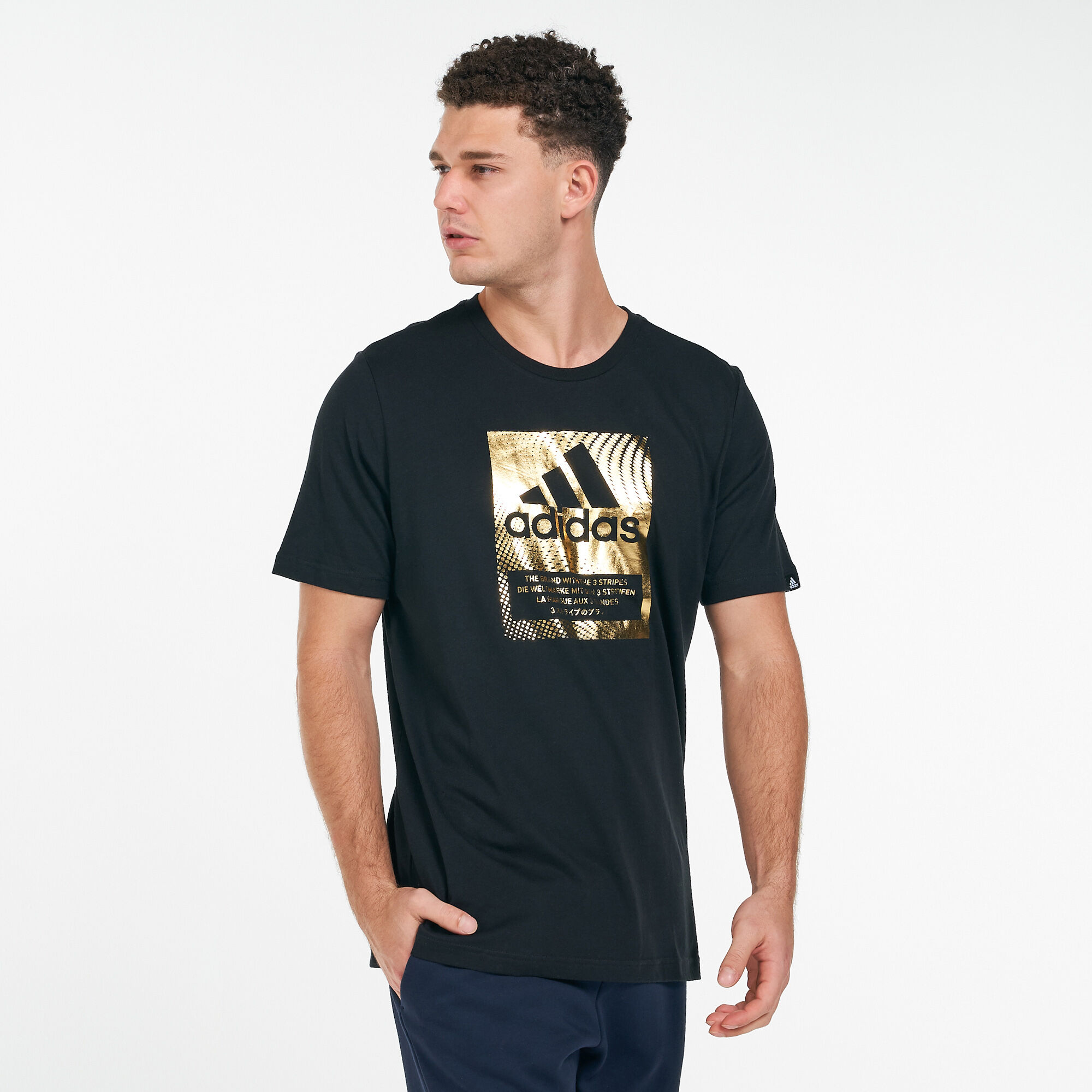 Adidas foil logo t shirt mens best sale