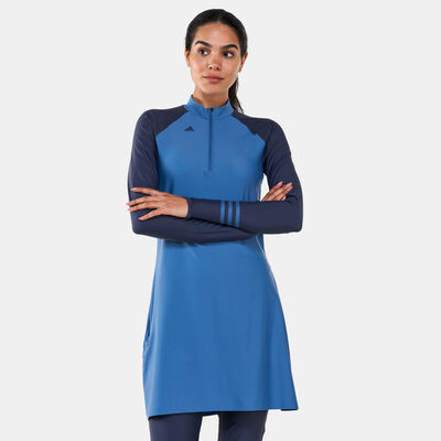 adidas Women's 3-Stripes Colorblock Long Sleeve Swimming Top Blue