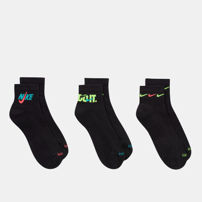 Nike Everyday Plus Cushioned Training Ankle Socks (3 Pack) Black