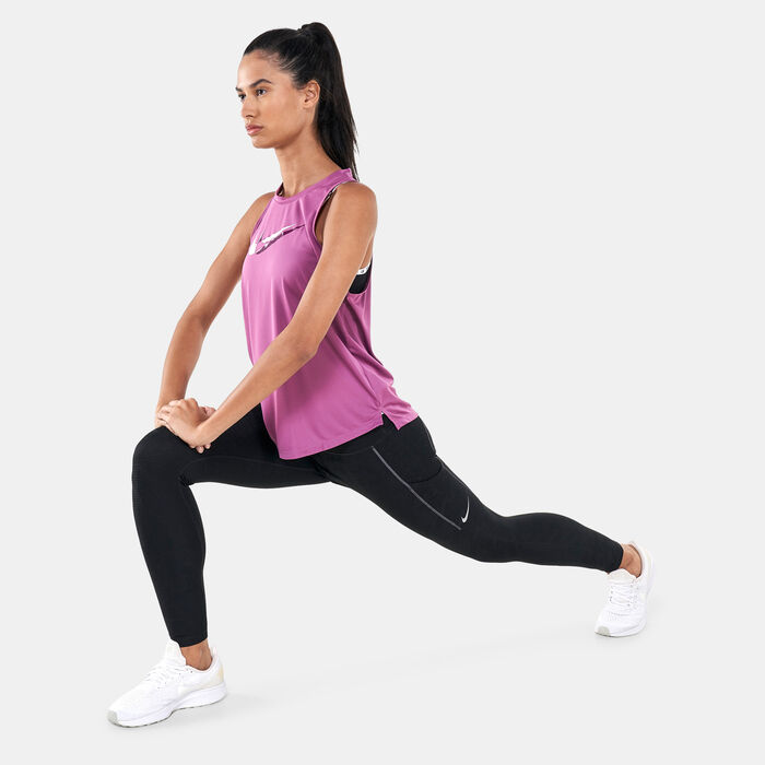 Nike Women's Dri-FIT Swoosh Running Tank Top Pink Nike Women's Dri-FIT Swoosh Running Tank Top Pink image number 2