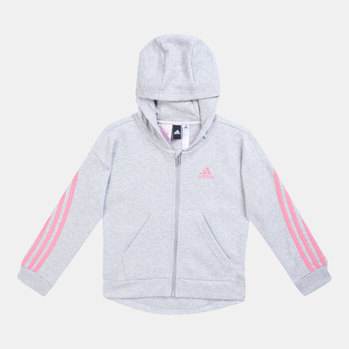 adidas Kids' 3-Stripes Full-Zip Hoodie Grey adidas Kids' 3-Stripes Full-Zip Hoodie Grey image number 0