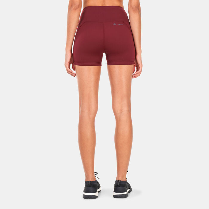 adidas Women's Yoga Essentials Short Leggings Brown adidas Women's Yoga Essentials Short Leggings Brown image number 1