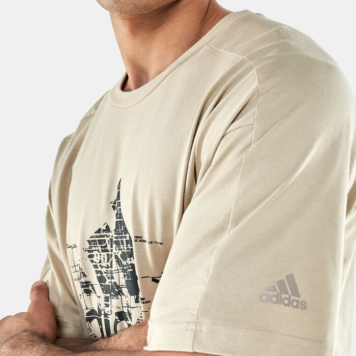 adidas Men's PRSVE Badge Of Sports T-Shirt Beige adidas Men's PRSVE Badge Of Sports T-Shirt Beige image number 3