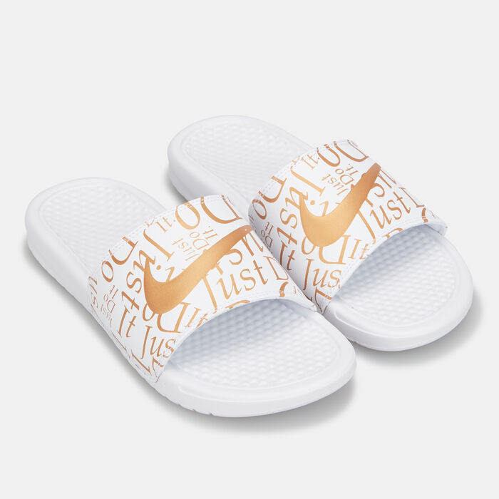 Nike Women's Benassi JDI Print Slides White Nike Women's Benassi JDI Print Slides White image number 0