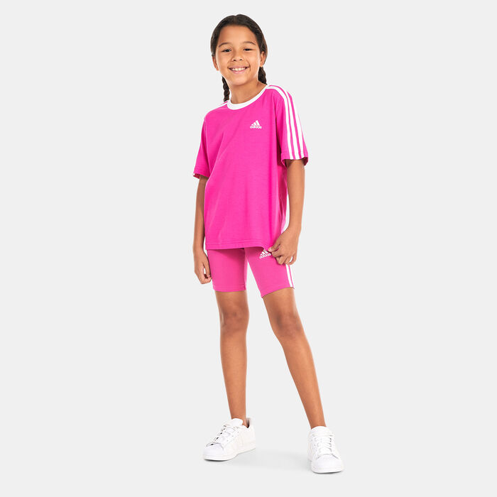 adidas Kids' Essentials 3-Stripes Bike Shorts Purple adidas Kids' Essentials 3-Stripes Bike Shorts Purple image number 2