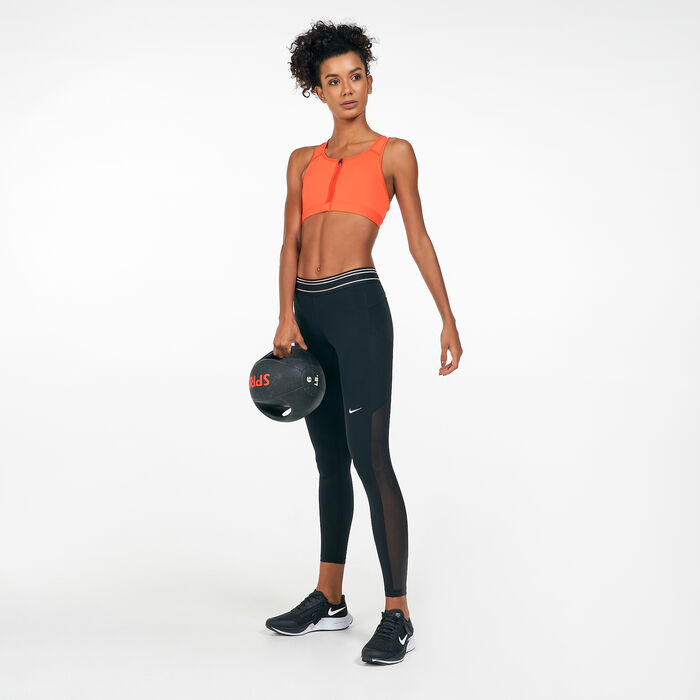 Nike Women's Dri-FIT Swoosh Front-Zip Sports Bra Orange Nike Women's Dri-FIT Swoosh Front-Zip Sports Bra Orange image number 2
