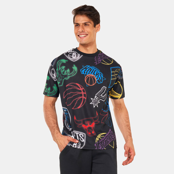 New Era NBA Printed Neon Basketball T-Shirt Black New Era NBA Printed Neon Basketball T-Shirt Black image number 0