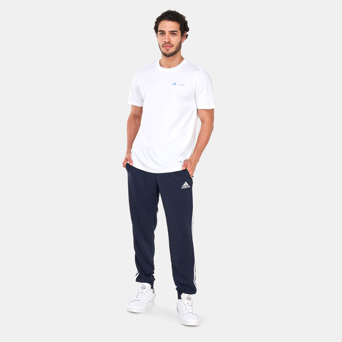 adidas Men's Essentials French Terry 3-Stripes Pants Blue adidas Men's Essentials French Terry 3-Stripes Pants Blue image number 2