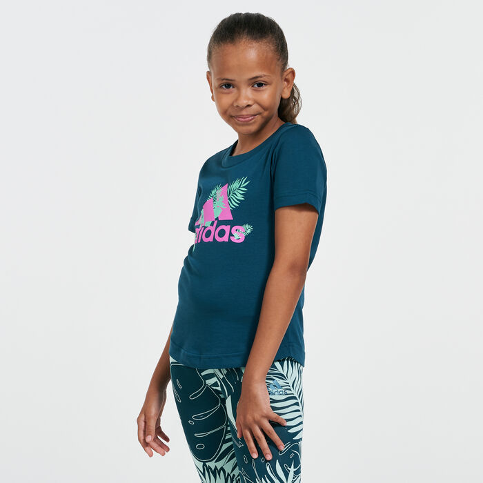 adidas Kids' Tropical Sports Graphic T-Shirt Green adidas Kids' Tropical Sports Graphic T-Shirt Green image number 0