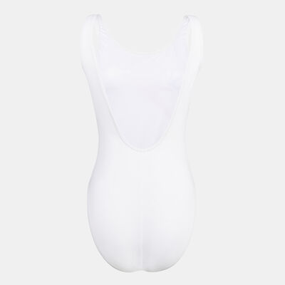 Speedo Women's Retro Logo Deep U-Back Swimsuit White