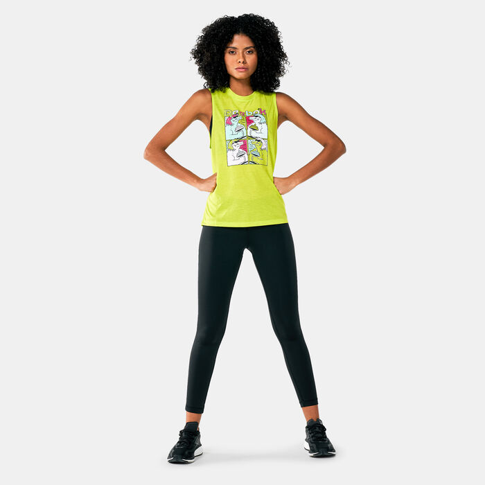 Reebok Women's Training Essentials Mu Quirky Graphic Tank Top yellow image number 2