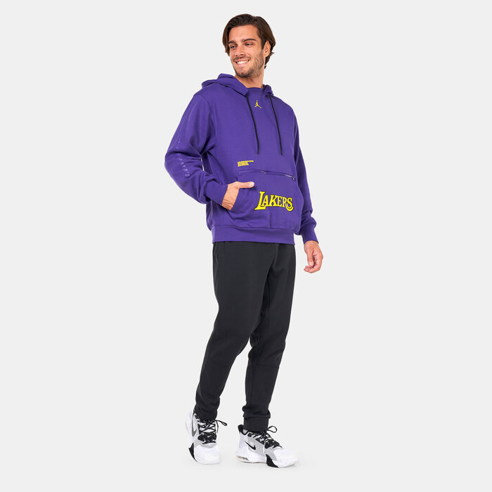 Jordan Men's NBA Los Angeles Lakers Courtside Statement Edition Fleece Hoodie Purple image number 2