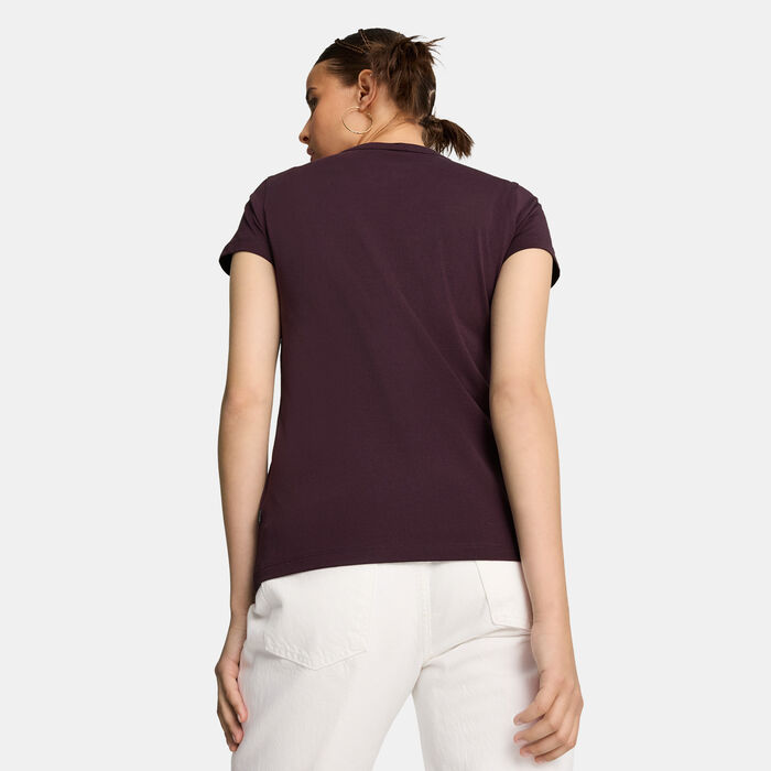 PUMA Women's Essentials+ Metallic Logo T-Shirt Red PUMA Women's Essentials+ Metallic Logo T-Shirt Red image number 1