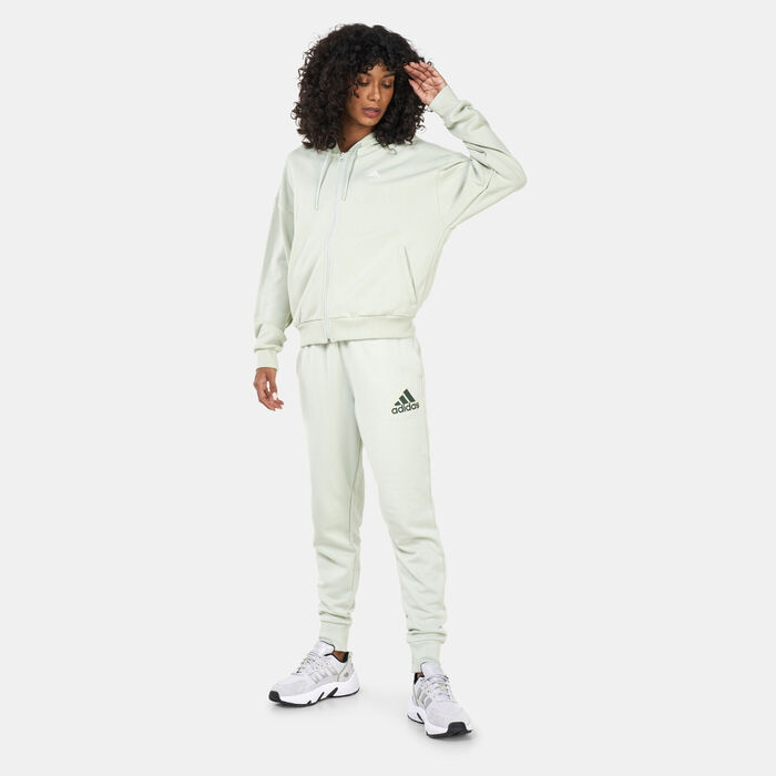 adidas Women's Essentials Logo Full-Zip Hoodie Green adidas Women's Essentials Logo Full-Zip Hoodie Green image number 2