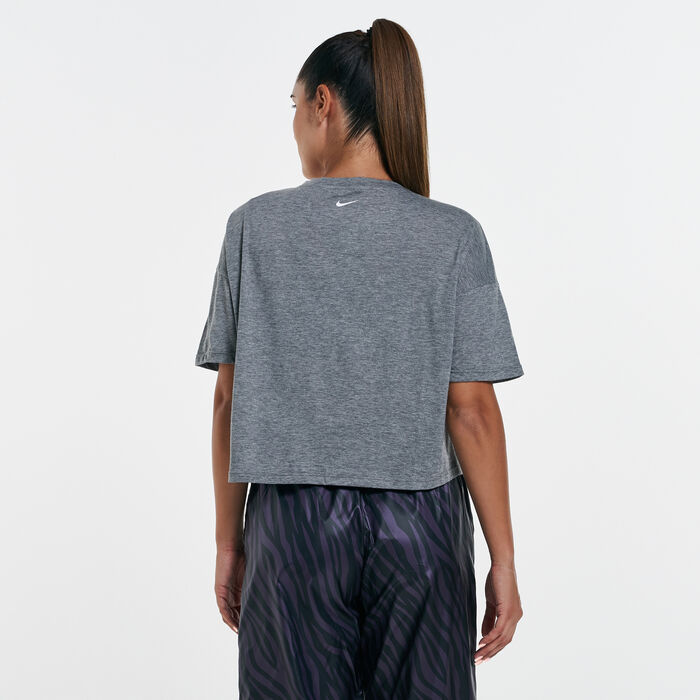 Nike Women's Dri-FIT Graphic Training Crop Top White Nike Women's Dri-FIT Graphic Training Crop Top White image number 1