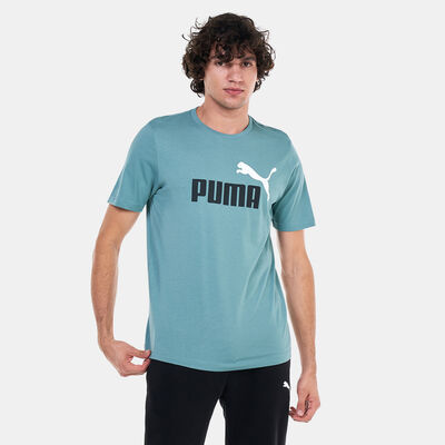 PUMA Men's Essentials+ 2 Colour Logo T-Shirt Green