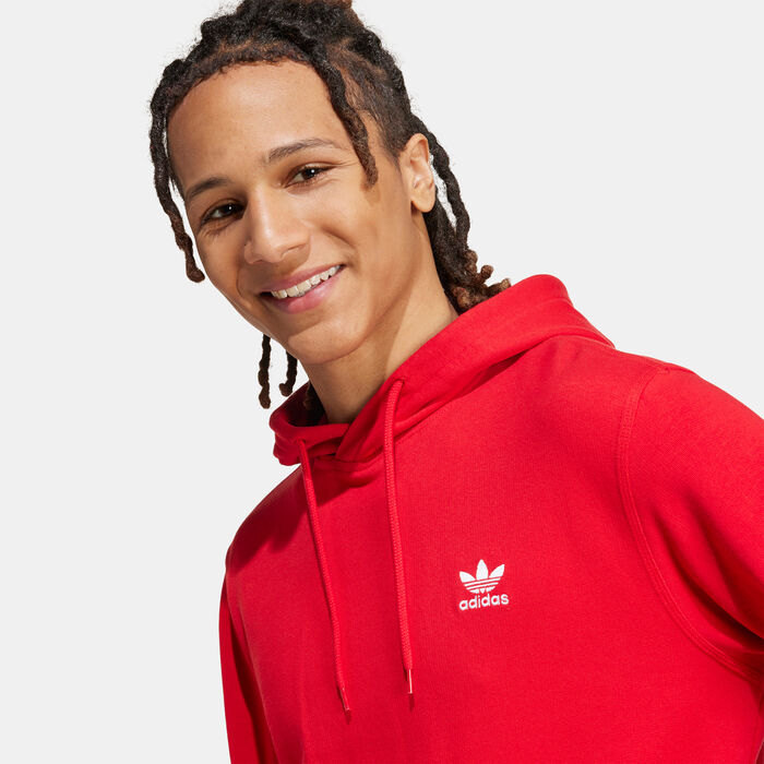 adidas Originals Men's Trefoil Essentials Hoodie Red adidas Originals Men's Trefoil Essentials Hoodie Red image number 3
