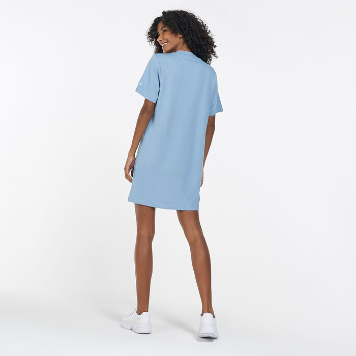 adidas Originals Women's Adicolor Shattered Trefoil T-Shirt Dress Blue adidas Originals Women's Adicolor Shattered Trefoil T-Shirt Dress Blue image number 1