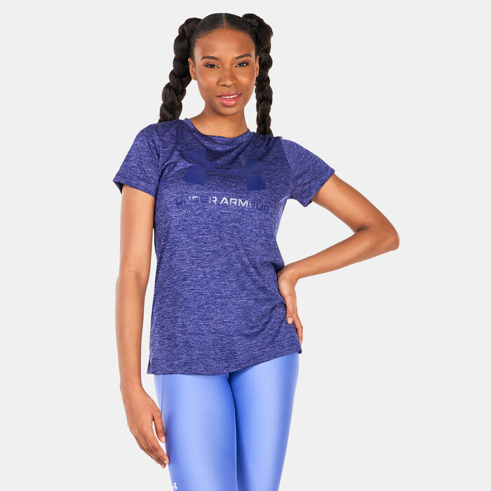 Under Armour Women's UA Tech™ Twist Big Logo Gel T-Shirt Blue Under Armour Women's UA Tech™ Twist Big Logo Gel T-Shirt Blue image number 0