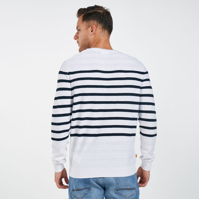 Timberland Men's Textured Striped Sweater White Timberland Men's Textured Striped Sweater White image number 1