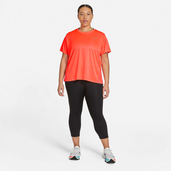 Nike Women's Miler Running T-Shirt (Plus Size) Orange image number 2